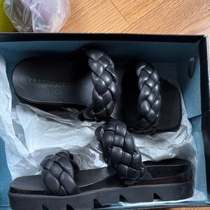 Bernardo Black Braided Slide Sandals